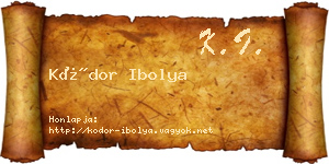 Kódor Ibolya névjegykártya